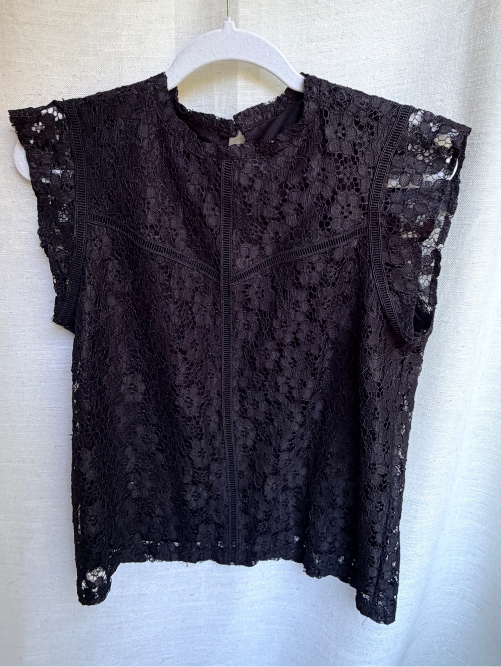 Floral Lace Blouse Top Size M Sheer Ruffle